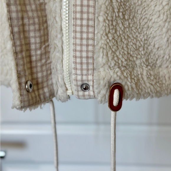 Madewell Cream Sherpa Jacket with Brown Check size S - Picture 4 of 10